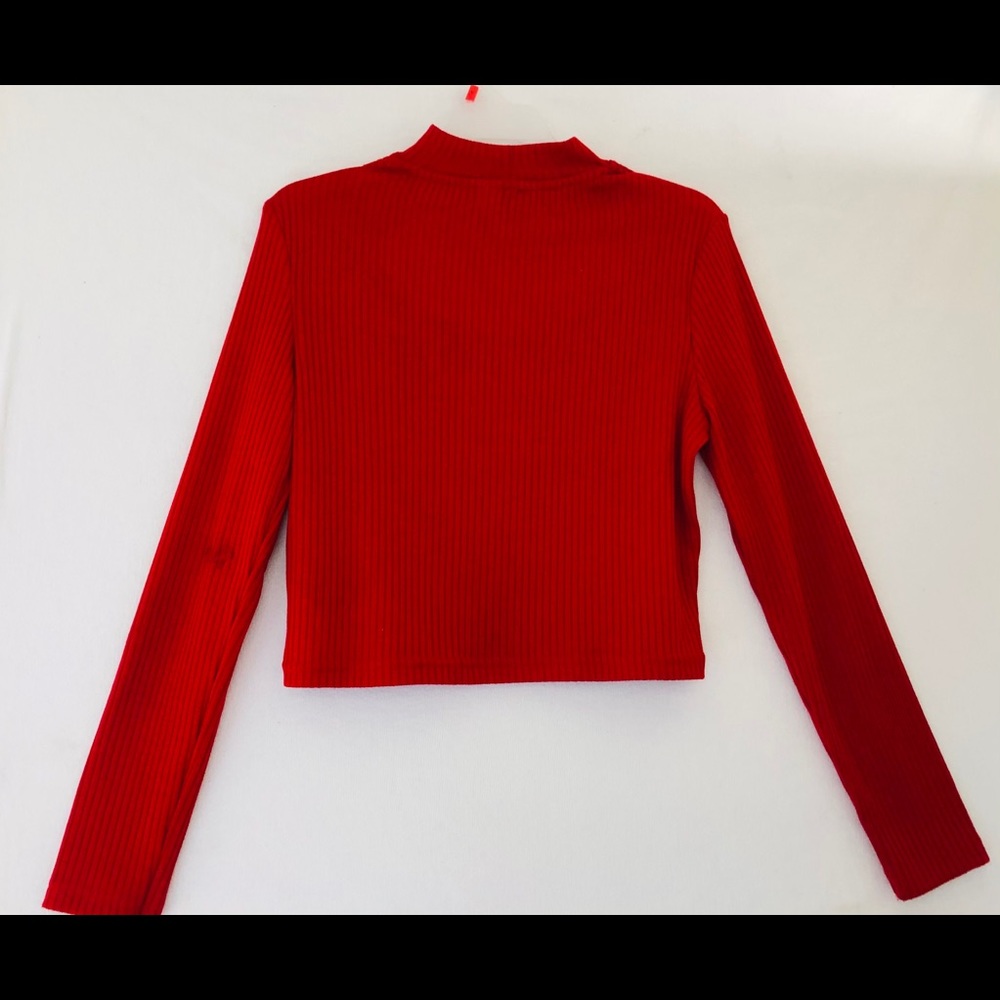 Red long sleeve cut out top